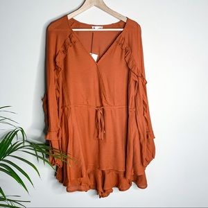 NWT &MERCI RUST RUFFLE ROMPER